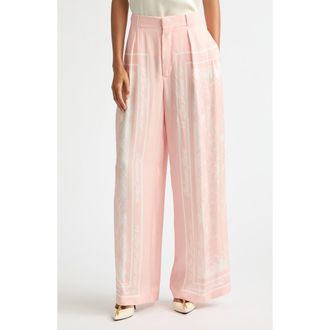 Balmain Foulard Print Twill Pants in Ojd Pink/white at Nordstrom, Size 38