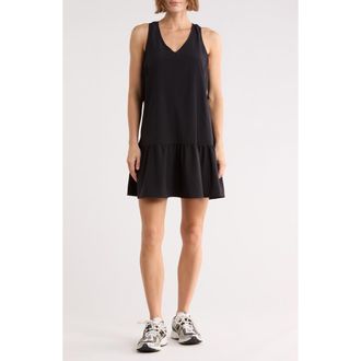 Zella Solstice Sleeveless Tiered Minidress in Black at Nordstrom Rack, Size X-Large