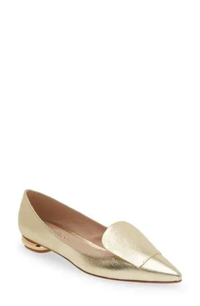 Bells & Becks Lia Pointed Toe Loafer in Gold at Nordstrom, Size 38.5