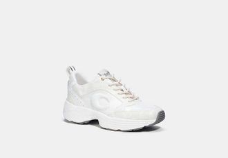 Coach Womens C275 Tech Runner in White, Size 10 | PVC