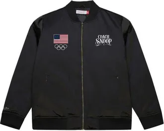 Mitchell & Ness Mens Mitchell & Ness Black Team USA Coach Snoop Satin Full-Zip Bomber Jacket at Nordstrom, Size Xx-Large