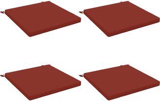 vidaXL Cojines De Asiento De 4 Piezas Soest 4 Uds. 100% Poli&eacute;ster Rojo Vidaxl