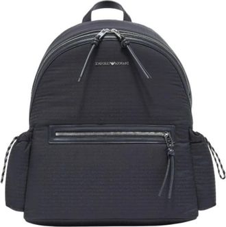 Emporio Armani Nylon Rugzak met Monogram Letters - Heren - Rugzakken - Zwart - ONE Size - Nylon - Tassen