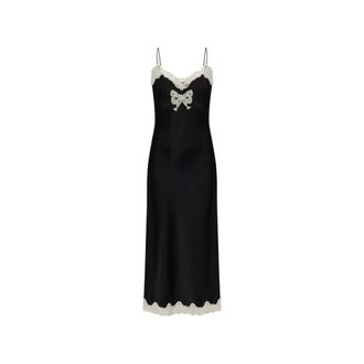 LoveShackFancy Loveshackfancy - Gown Lomira - Dames - Jurken - Zwart - Maat: XS Satijn