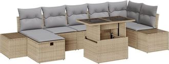 vidaXL Garden Sofa Set with Cushion 8 pcs Beige Poly rattan vidaXL