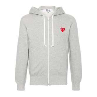 Comme Des Gar&ccedil;ons Full-Zip Hoodie met Hartlogo - Dames - Sweatshirts & Hoodies - Grijs - Maat: XS Katoen