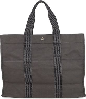 Herm&egrave;s Gray Canvas Handbag Tote Bag (Pre-Owned)