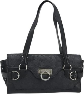 Ferragamo Pre-owned Leather Shoulder Bag - Dames - Vintage Schoudertas - Zwart - ONE Size - Leer - Vintage
