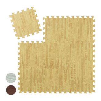 Relaxdays Relaxdays - Suelo Goma Estilo Madera, Esterilla Fitness, Puzle 36 Piezas Sin Bpa, M&aacute;quinas Gimnasio, Colchoneta 3,4 M&sup2;, Natural