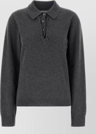 Maison Margiela wool fine-knit draped-collar long-sleeve polo sweater