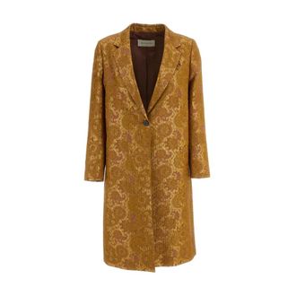Dries Van Noten Tailored Jacquard Coat - Dames - Mantels - Bruin - Maat: S Leer