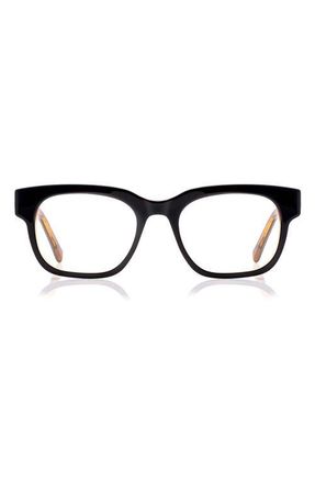 Eyebobs Numero Uno 49mm Blue Light Blocking Rectangular Readers in Milky Black /Grey /Amber at Nordstrom, Size +1.50
