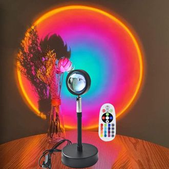 OEM Projecteur Coucher De Soleil - Led Cob - Projection 360&deg; - Contr&ocirc;le App Bluetooth Et T&eacute;l&eacute;commande - 16 Couleurs Rvb - Minuterie - Usb Aliment&eacute; - 1 Pi&egrave;