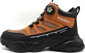 Generic Men Trainers - Mens Knit High Top Chunky Sole Ankle Boots Durable Slip Work Casual Footwear Comfortable Booties Khaki