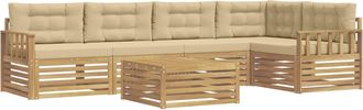 vidaXL Conjunto De Sof&aacute;s De Exterior 6 Uds. Y Beige Poli&eacute;ster Vidaxl