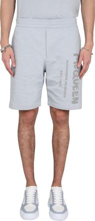 Alexander McQueen Bermuda Shorts With Graffiti Logo Print-Uomo