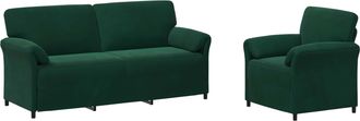 vidaXL Juego De Sof&aacute; 2 Uds. Verde Oscuro Terciopelo Vidaxl