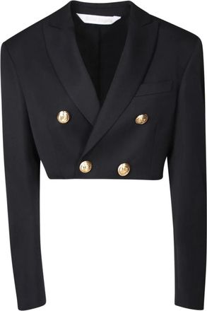 Palm Angels Crop Blazer - Dames - Blazers - Zwart - S - Wol - Jassen