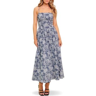 Flying Tomato Jacquard Midi Dress in Denim Blue at Nordstrom Rack, Size Large