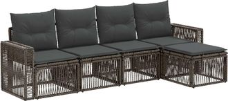 vidaXL Conjunto De Sof&aacute;s De Jard&iacute;n 5 Uds. Gris Y Gris Oscuro Vidaxl