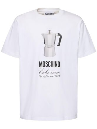 Tシャツ・カットソー Moschino Moschino T-shirts and Polos White Stretch jersey t-shirt with logo | Moschino