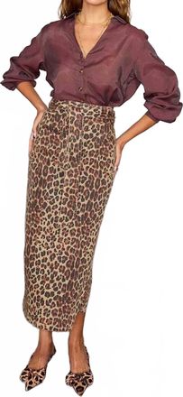 Never Fully Dressed Lucia Denim Jaspre Skirt In Leopard