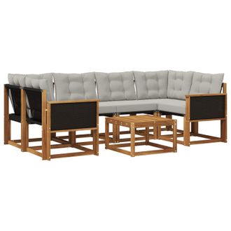 vidaXL Conjunto De Sof&aacute;s De Exterior 7 Pcs Natural Y Gris Claro Vidaxl