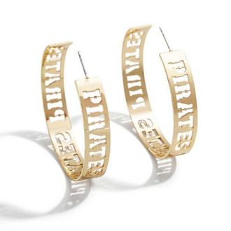 WEAR by Erin Andrews x Baublebar Pittsburgh Pirates Large Cutout Hoop Earrings in Gold at Nordstrom