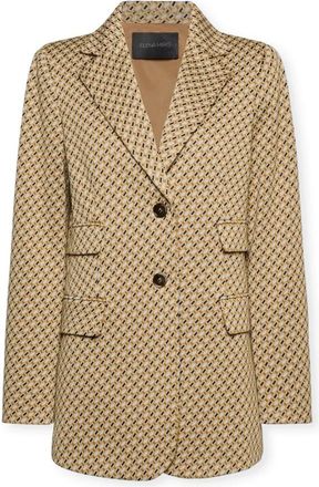 Elena Miro Stretch Jacquard Blazer - Dames - Blazers - Beige - 2XL - Leer - Jassen