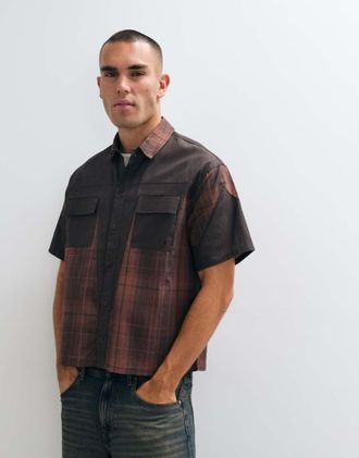 Liquor & Poker camicia a maniche corte patchwork marrone