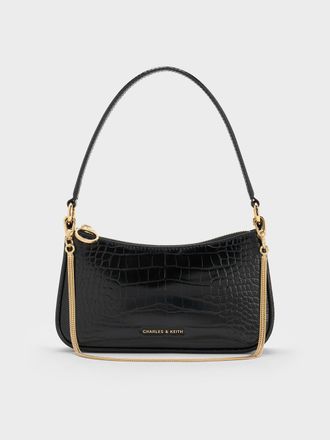 Charles & Keith Elspeth Croc-Effect Chain-Link Shoulder Bag