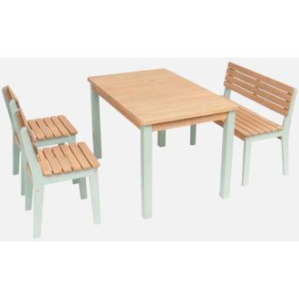 Sweeek Set tavolo da giardino per bambini in legno, 4 sedie