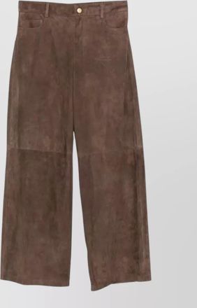 Max Mara suede high-rise wide-leg leather trousers