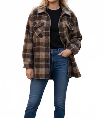 Madewell Womens Plaid Coat In Brown/blue