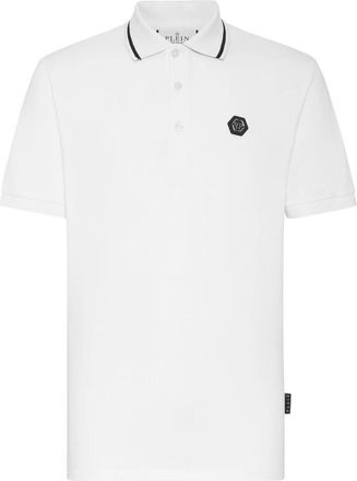 Philipp Plein Slim Fit Polo Shirt SS Paisley Strass - Heren - Polos - Wit - 2XL - Katoen - Tops