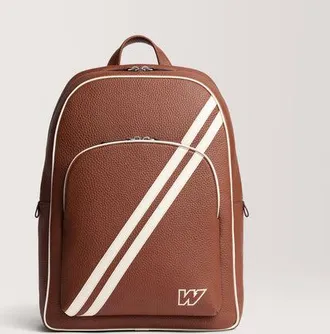 Carl Friedrik Leather Backpack- Full-grain Leather - Brown / White - Atlassian Williams F1 Team