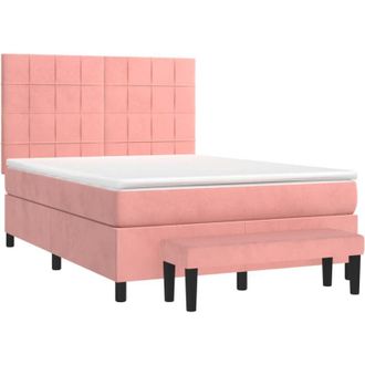 vidaXL Vidaxl - Cama Box Spring Con Colch&oacute;n Terciopelo Rosa 140x200 Cm