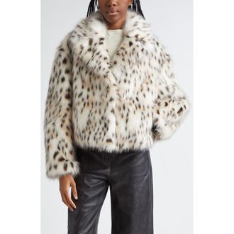 Stand Studio Samara Leopard Faux Fur Jacket at Nordstrom, Size 4 Us