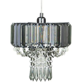 Beliani Beliani - Glam Pendant Ceiling Lamp Decorative Chandelier Acrylic Crystal Beads Grey Adorn