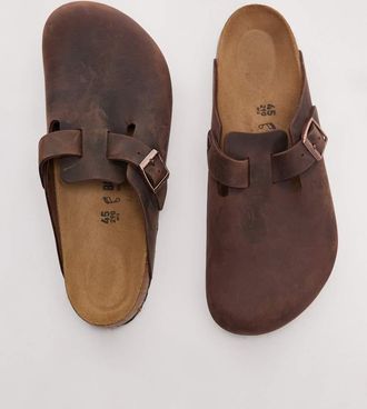 Birkenstock Boston - Zoccoli in pelle oliata marrone habana
