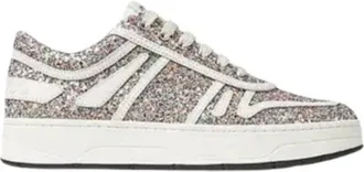 Jimmy Choo London x Mochi / Latte Womens Hawaii / F Glitter Leather Trainers, Brand Size 34.5 ( US Size 4.5 )