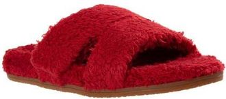 Revitalign Callie High Pile Fleece Slide Slipper in Cranberry at Nordstrom, Size 10