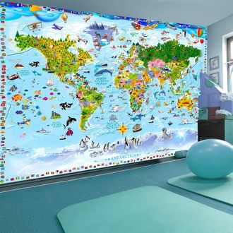 Artgeist home24 Vlies Fototapete World Map for Kids