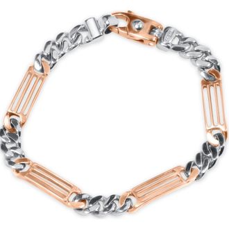 Pompeii3 Mens Figaro Link 14k Gold (28gram) or Platinum (45gram) 7mm Bracelet 8