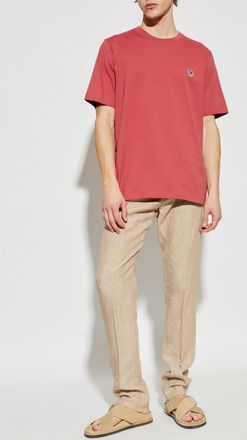 Paul Smith T-shirt With Logo Patch, Mens, Pink