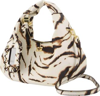 Ganni Womens Zebra-Print Mini Bag White Synthetic