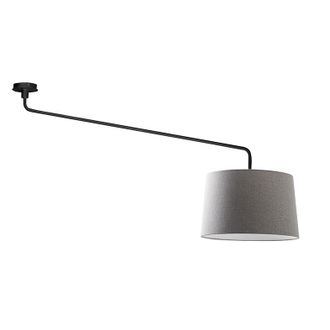 Rossini Illuminazione Vivien Plafoniera Da Soffitto Nera Con Paralume Conico Grigio E27 Ip20 48cm - Design Moderno In Metallo E Tessuto Per Interni - Rossini Group