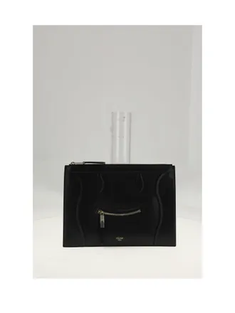 Celine Womens Medium Pouch Black Calf Leather Wallets & Purses