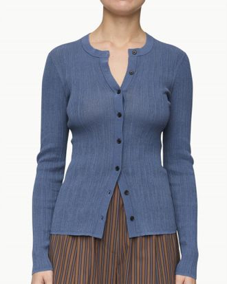 A.L.C. Fisher Cotton Knit Cardigan In Steel Blue