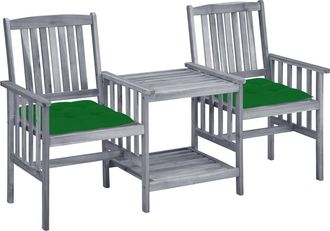 vidaXL Vidaxl - Sillas De Jard&iacute;n Con Mesita Y Cojines Madera Maciza Acacia
